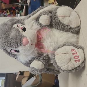 Vintage Dan Dee 2013 Bunny Gray Plush Stuffed Hopster White Soft Toy 13"